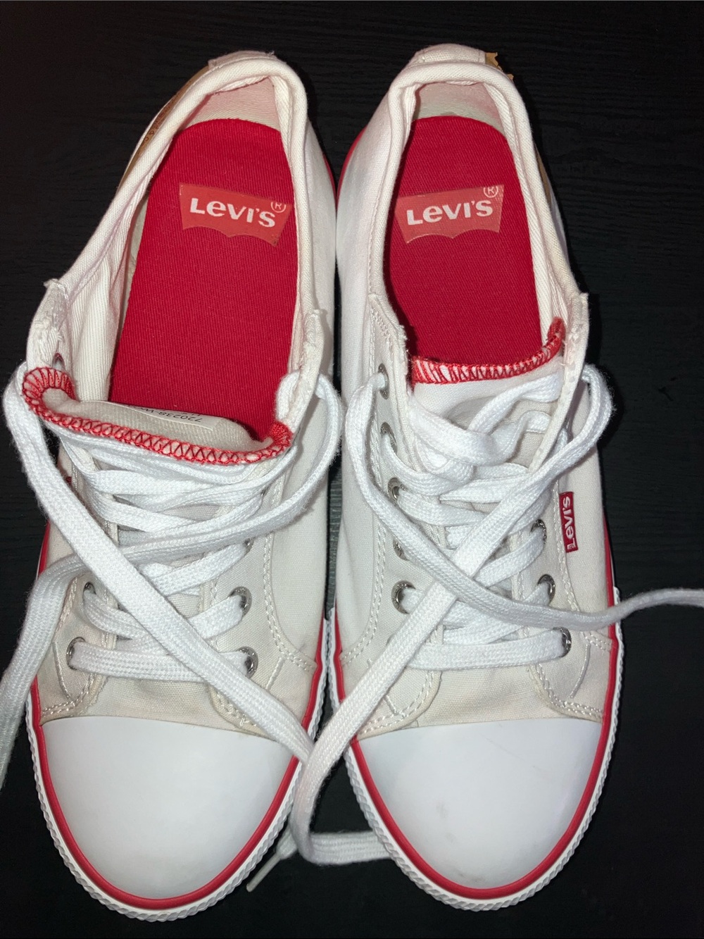 Levi's White Canvas Sneakers with Red Details